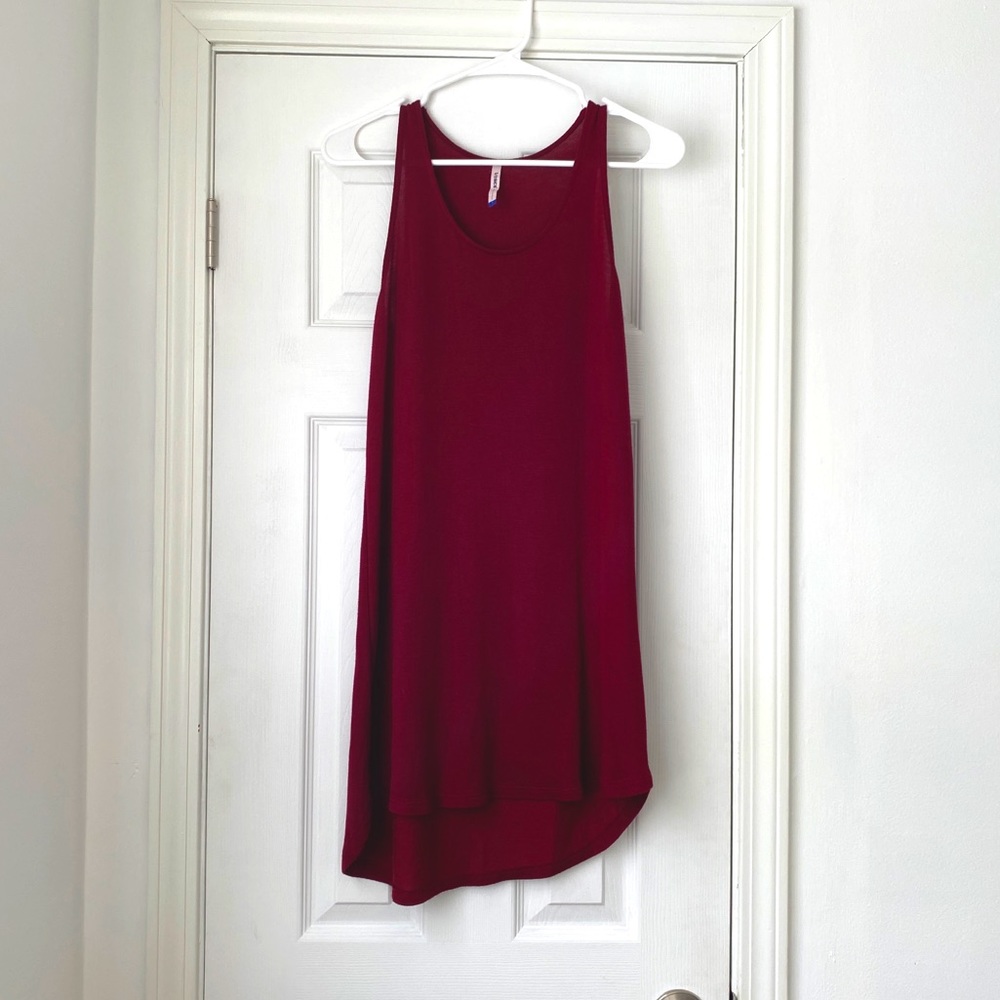Casual Flowy Cotton Tank Dress Red